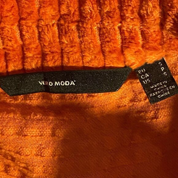 Vero Moda Womens Orange Corduroy Long Sleeve Snap Shirt Small - Picture 6 of 6
